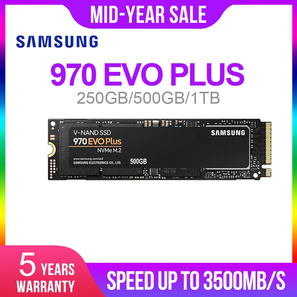 Samsung 970 EVO Plus SSD NVMe M.2 2280 250 ГБ 500 1 ТБ Внутренний твердотельный накопитель TLC PCIe 3 0x4