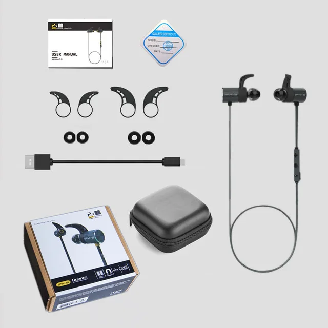 Black With Box Беспроводная bluetooth-гарнитура Bx343 с двойным аккумулятором, складывающиеся наушники, стерео аудио IPX5, водяные наушники Oreillette с микрофоном - Цвет: Black With Box