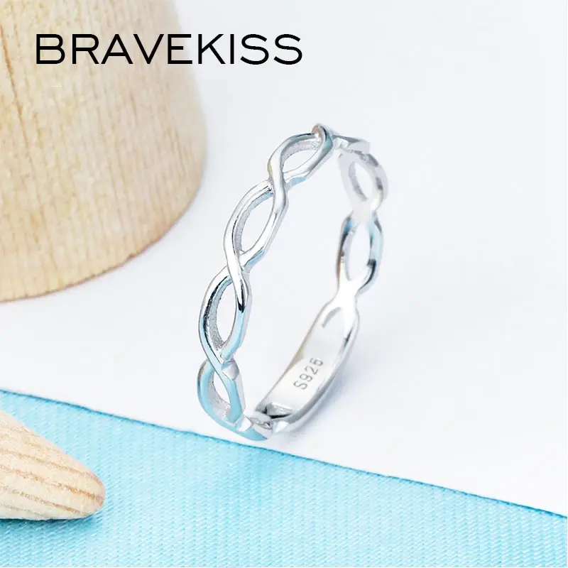 Женское плетеное кольцо BRAVEKISS из стерлингового серебра 925 пробы с