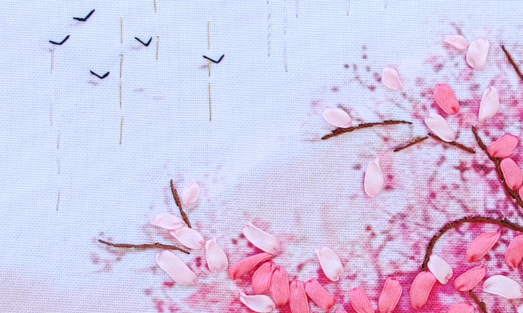 Лента вышивка& DIY Рисование на холсте, живописные и пейзаж, весна, рукоделие вышивки крестом Наборы домашний декор C-0092