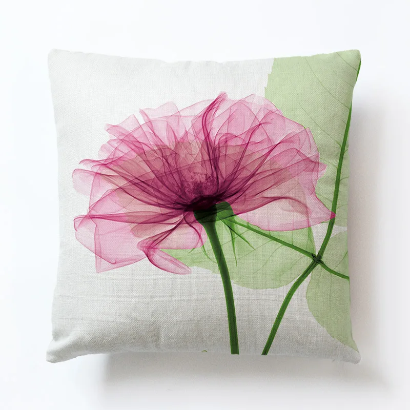 RUBYLOVE Ink Lotus Linen Decorative Square Cushion Cover Home Sofa Throw Pillow Covers Decor Case | Дом и сад