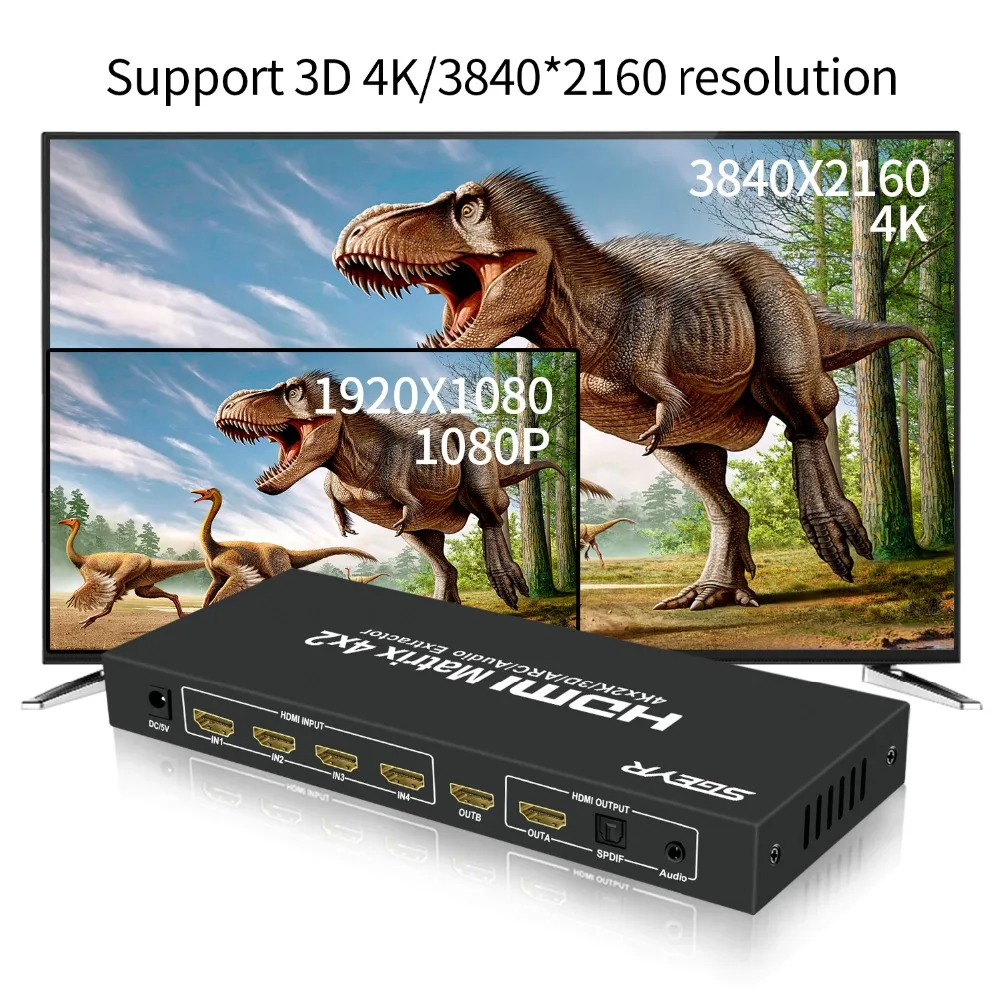 Матричный Коммутатор HDMI 4x2 матричный коммутатор с 4 входами на 2 выходами