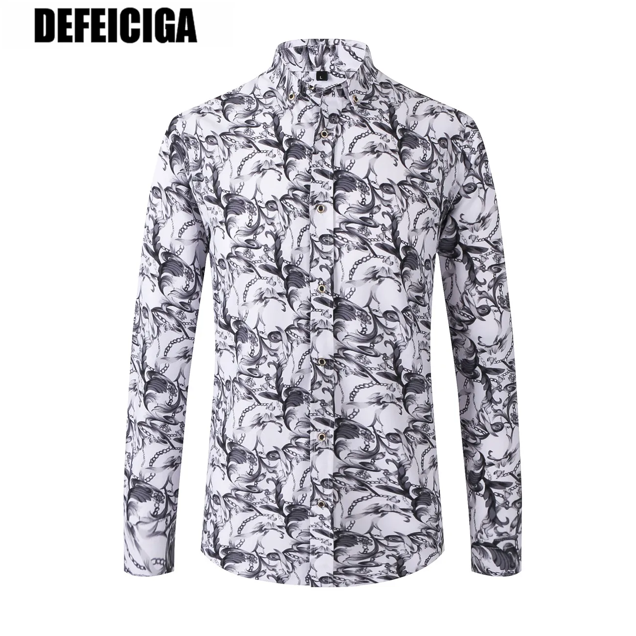 2019 DEFEICIGA Весенняя гавайская рубашка с длинным рукавом Плюс Размер 6XL 7XL цветочные