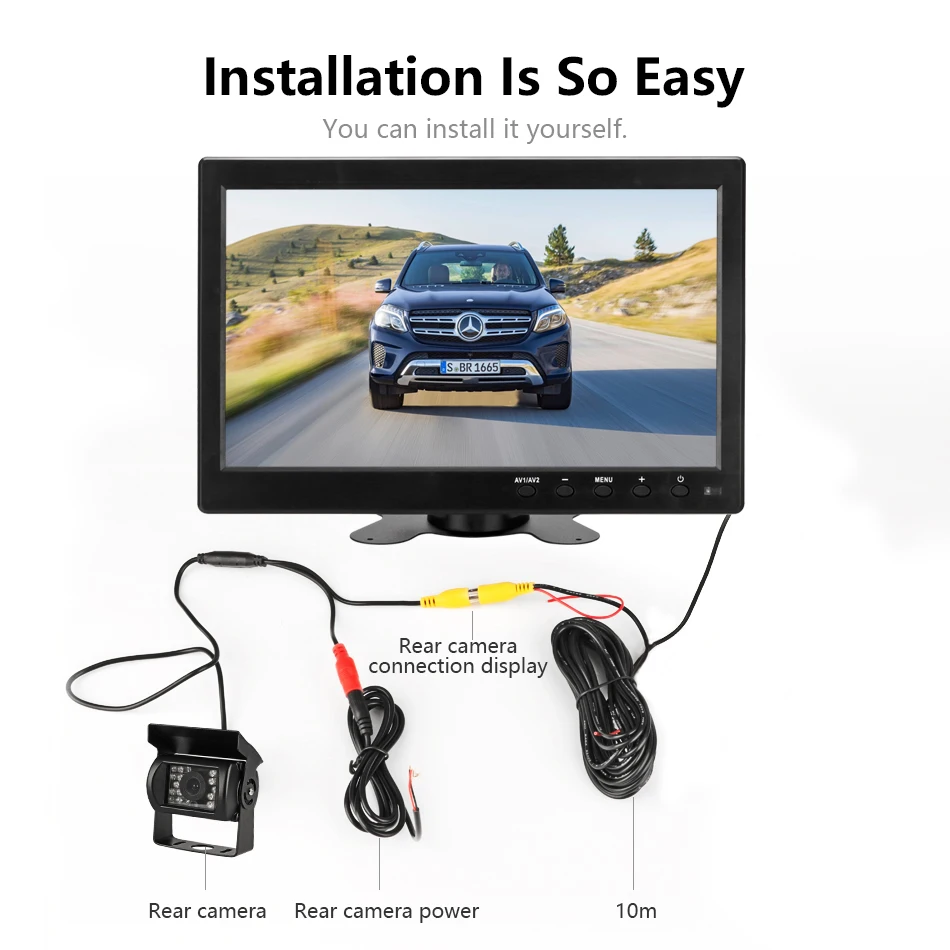 Vtopek 10 ''автомобильный монитор 1280*720 компьютерный монитор HDMI VGA 12-24 V 18IR лампа CCD чип PAL/NTSC видоискатель AV1 AV2