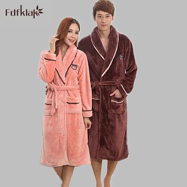 2016 зимние женские и мужские банные халаты с длинным рукавом фланелевые длинные