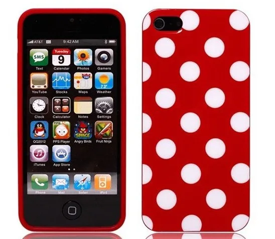 polka dots case for iphone5 cute wave point Hard iphone 5 Wholesale Free DHL 1000 pcs/lot|case multi hard disk|case cdcase import |