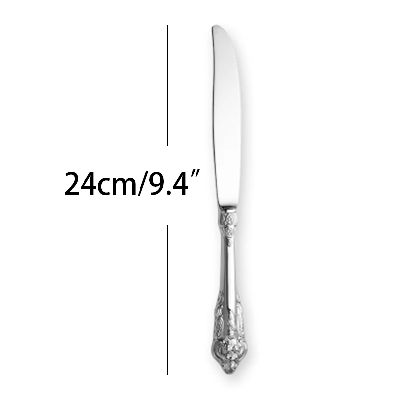 dinner knives 1 шт. роскошные серебряные столовые приборы свадебные столовые приборы из нержавеющей стали столовый набор нож для стейка вилка чайная ложка Кафе Ресторан посуда - Цвет: dinner knives