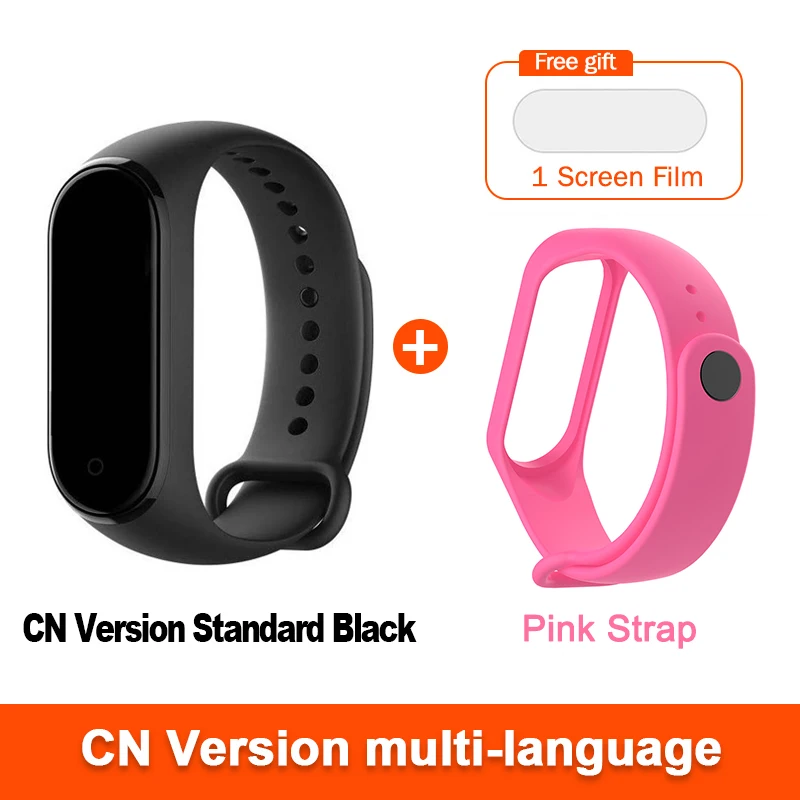 CN add Pink strap Xiaomi Mi Band 4 умный Браслет пульсометр фитнес цветной экран Bluetooth 5,0 водонепроницаемый спортивный водонепроницаемый смарт-браслет 4 - Color: CN add Pink strap