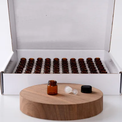 1ml 100 шт Подарочная посылка 1 мл/2 мл/3 мл мини Янтарная стеклянная бутылка с отверстием редуктора и крышкой маленькие флаконы для эфирных масел - Цвет: 1ml