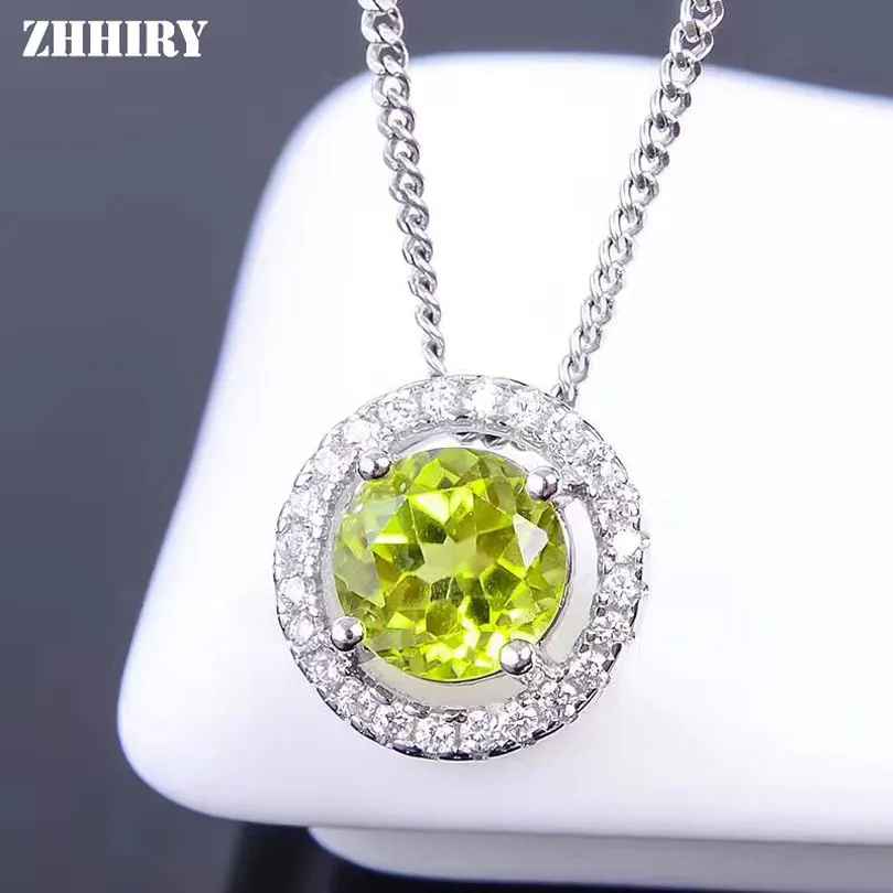 Женское ожерелье из серебра 925 пробы с натуральным Перидотом|pendant|fine jewelry |