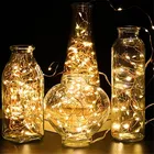 Медный светодиодный Сказочный светильник s, 1 м, 10 светодиодов, Рождественская лампа, Кнопка CR2032, работающая от аккумулятора, светодиодный светильник на Рождество, свадьбу, украшение