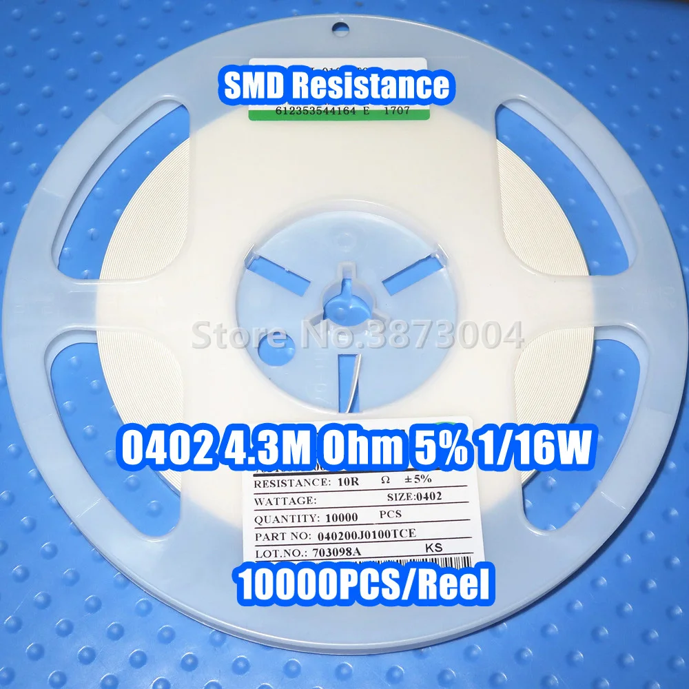 

1 Reel 0402 4.3M 4.3M Ohm 5% 1/16W SMD resistance 10000PCS/Reel