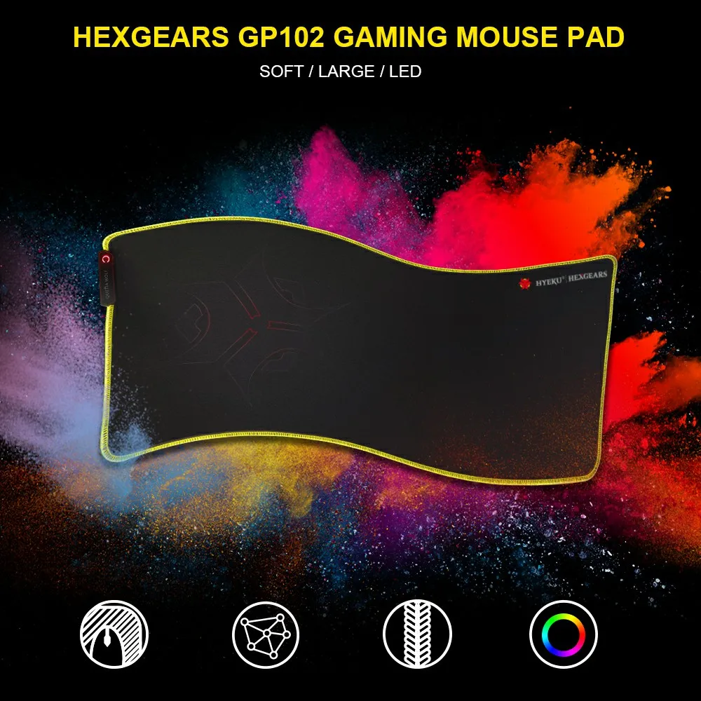 Светодиодный коврик для мыши HEXGEARS большой утолщенный мягкий игровой 780*5*355 мм с