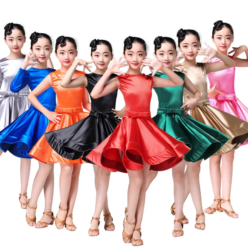 Платье для латиноамериканских танцев с короткими рукавами девочек Детские