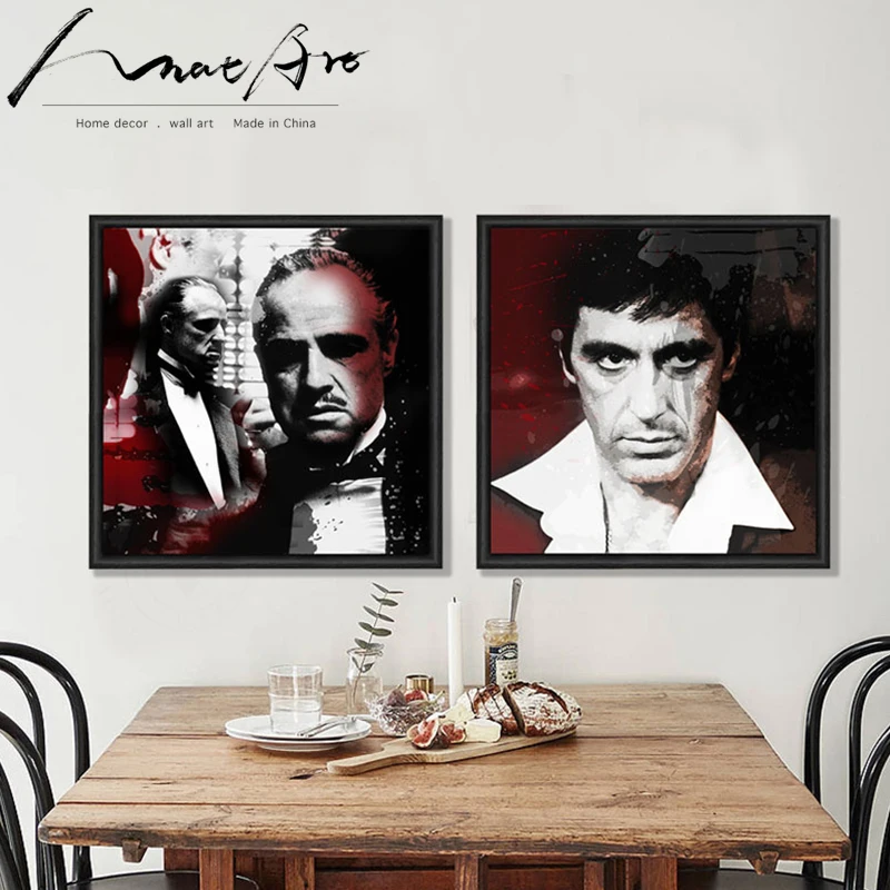 Плакат с крестным отцом портрет куадроса современные черно-белые музыкальные