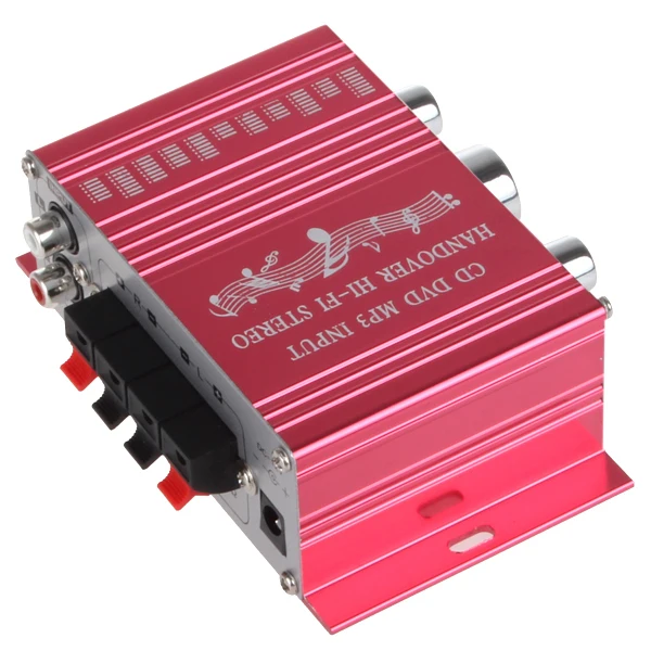 New 12V Mini Car Amplifier Motorcycle Home Boat Auto Stereo Audio Amplifier 2 Channel Digital Hi-Fi Amp Support CD DVD MP3 Input