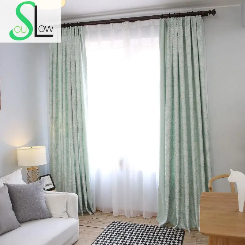 Занавес Slow Soul Green Mirage, новинка, хлопок, жаккард, Цветочный, Cortina, для гостиной, кухни, спальни
