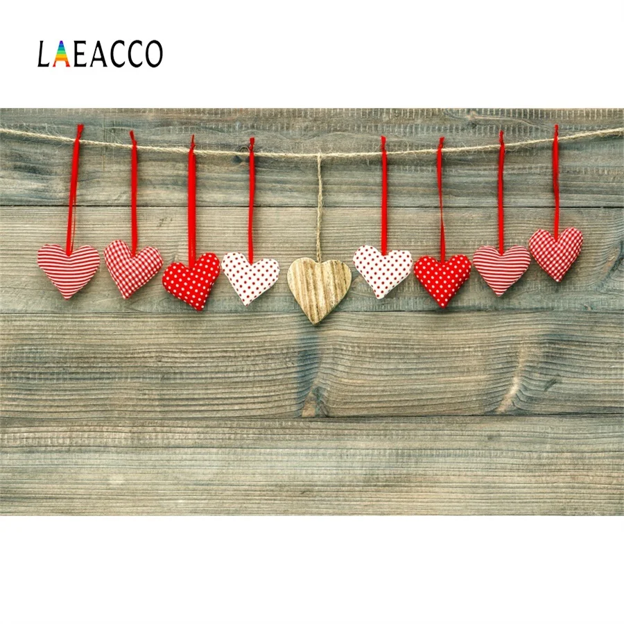 Laeacco любовь сердце деревянные доски Happy День Святого Валентина сцена