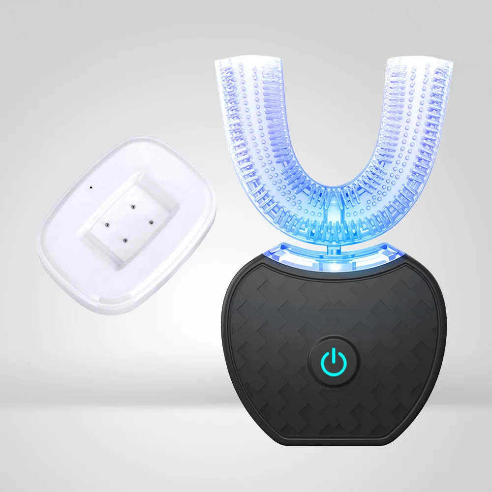 Black generation 2 360 градусов звуковая автоматическая электрическая зубная щетка USB перезаряжаемая интеллектуальная ультра звуковая Силиконовая зубная щетка 4 режима U Тип таймер - Цвет: Black generation 2