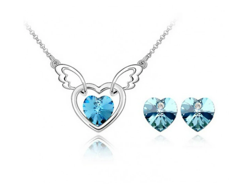 OMH оптовая продажа 18 кт золотой белый крылья ангела персиковый хрусталь сердце