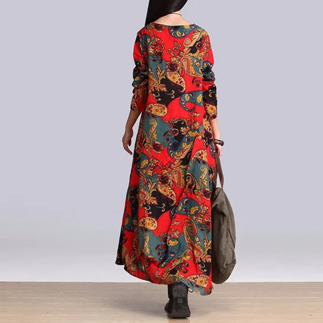 Женское Повседневное платье с длинным рукавом льняное Хлопковое асимметричным