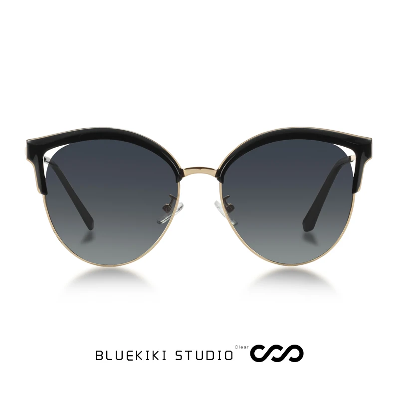 Женские винтажные солнцезащитные очки KIKI Cat Eye поляризационные черного цвета в