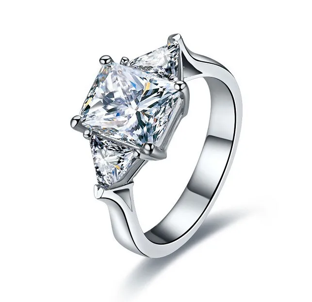 Кольцо из 18 каратного белого золота с тремя камнями 3 карата|ring designs diamond|ring in the