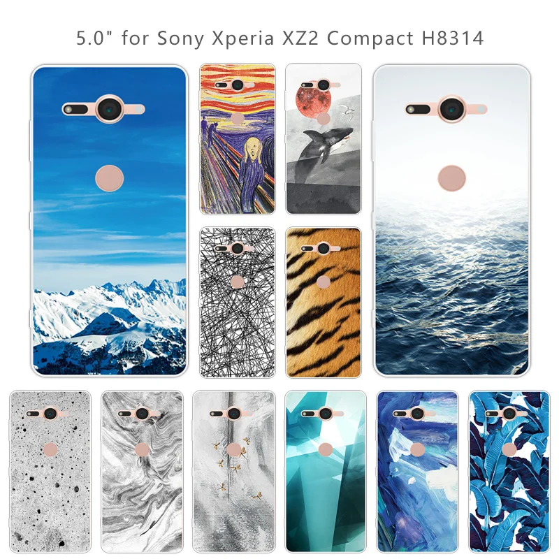 for Fundas Sony Xperia XZ2 Compact H8314 H8324 Ultra Thin TPU Back Phone Landscape Cover 5.0 inch XZ 2 Capa |