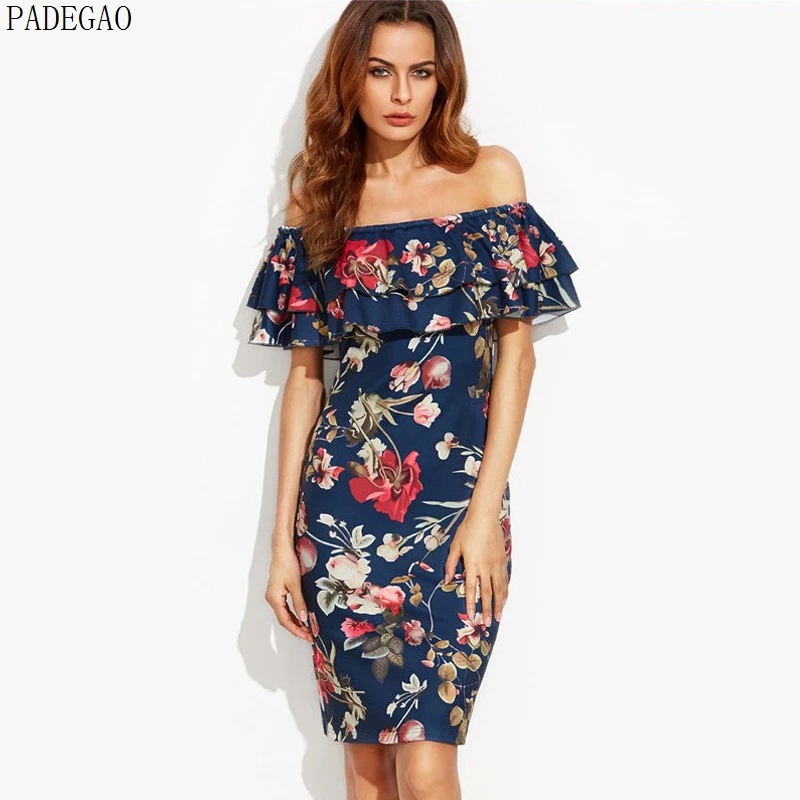 Padegao/2017 Лето Bodycon платье Двухслойное Лодка шеи сексуальный спинки печать обувь