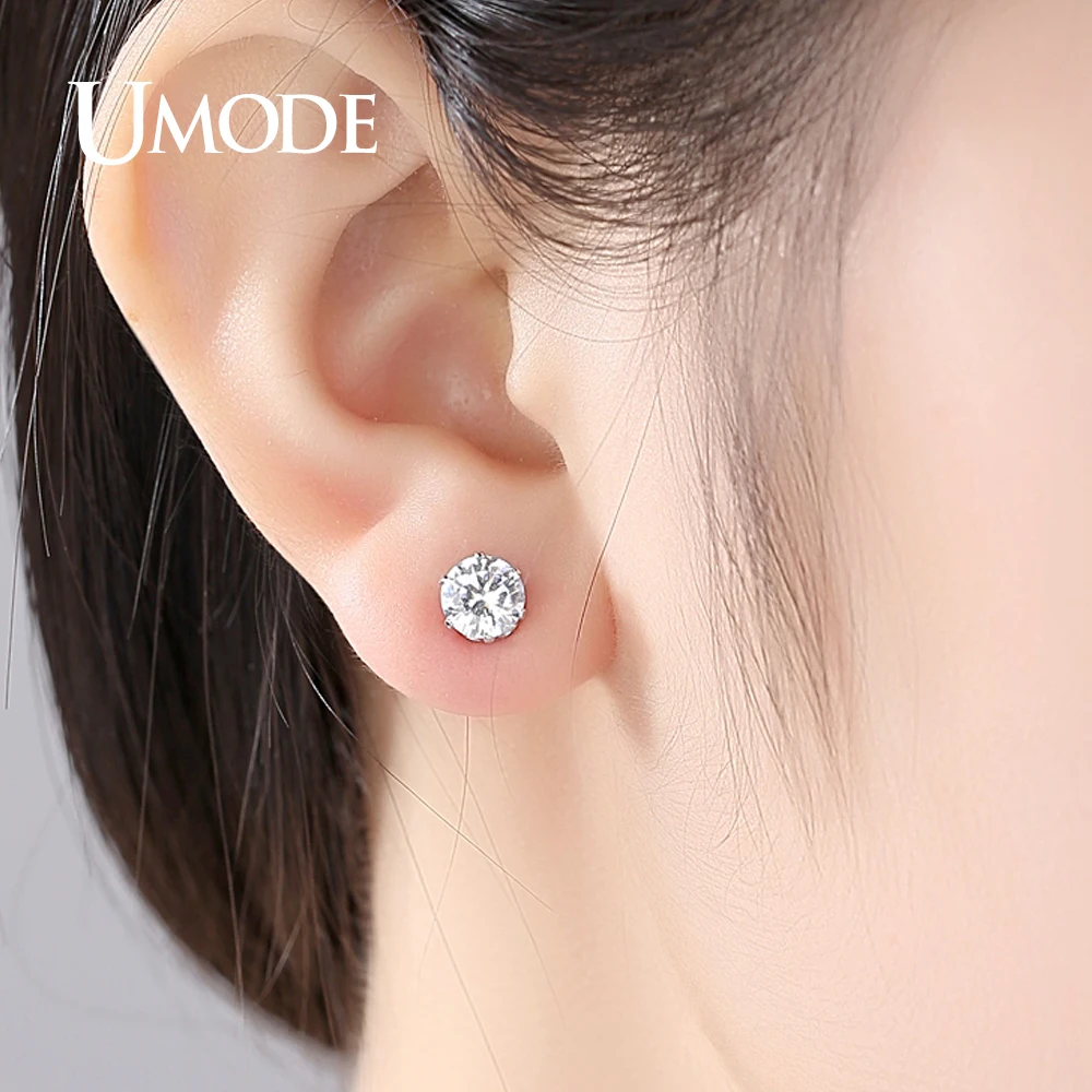 Серьги гвоздики женские круглые с фианитами 5/6 мм|crystal stud earrings|fashion earringsstud earrings |
