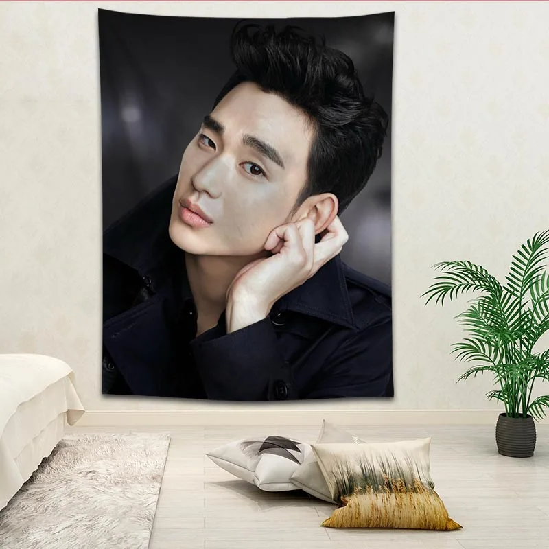 

Custom Kim Soo Hyun printed Creative tapestry living room bedroom background wall fabric hanging painting small fresh