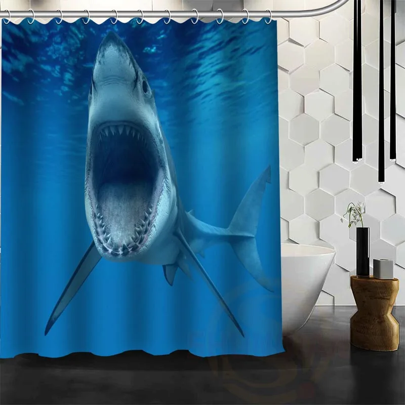 Лучший Хороший пользовательский Акула Душ занавес для ванной занавеска