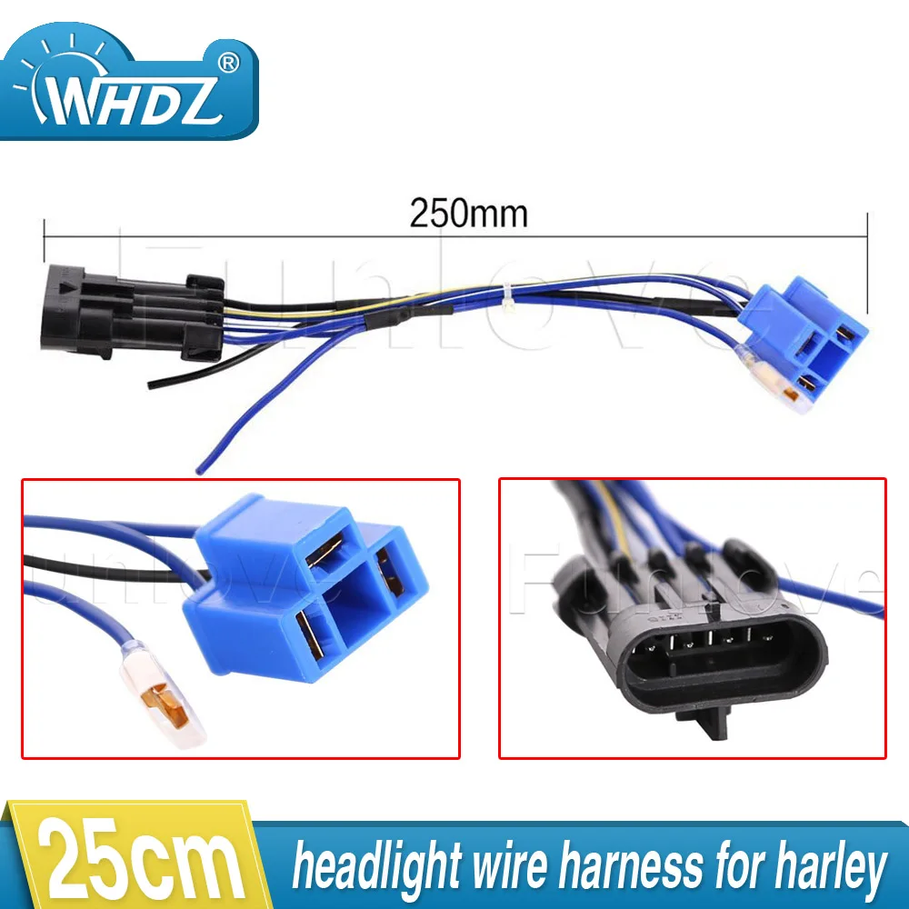 

2017 LED Headlight Wiring Harness Adapter for Harley Touring and Trike 2014 2015 2016 7" Daymaker LED Headlight