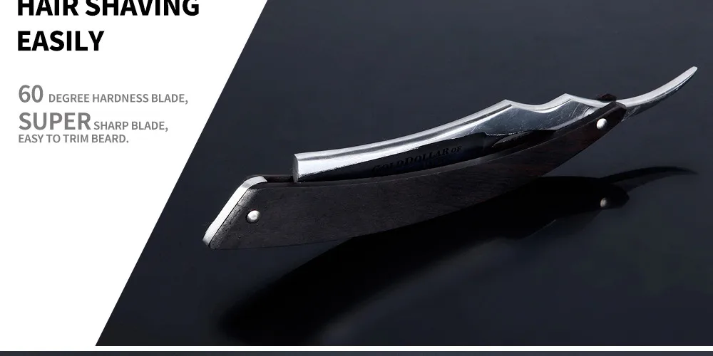 W59 Safety Straight Razor Barber For Mans Gold Dollar High Carbon Steel Folding Shaving Knife Stainless Steel Razor Holder