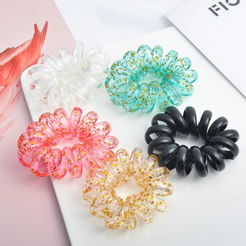 

5Pcs/Pack colorfulWomen Rubber Hair Rope Elastic Hairbands Spiral Shape girls Hair Ties Headwear Accessories Telephone Wire Line