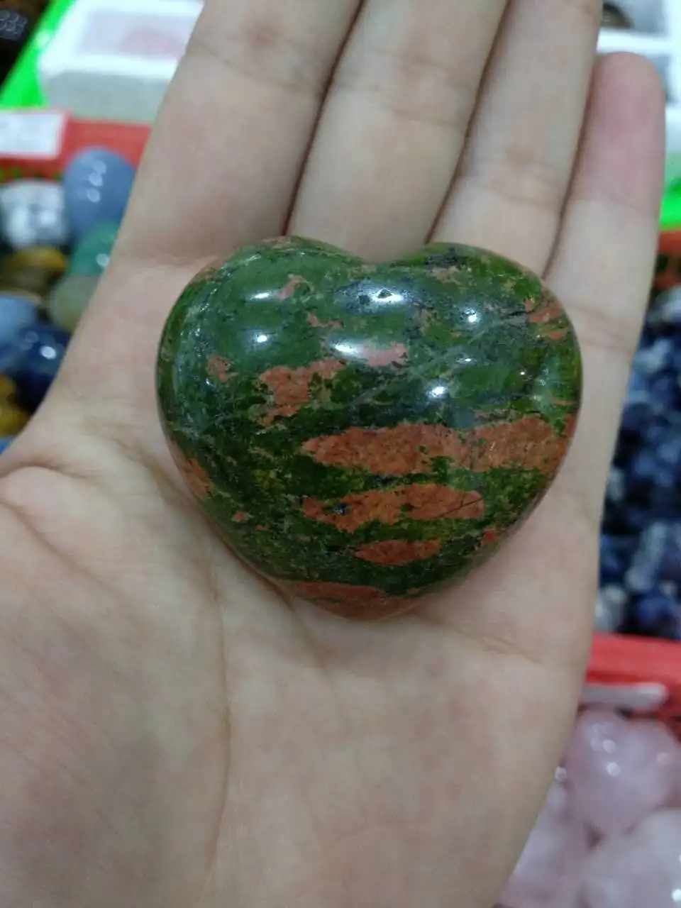 

High quality 100% Natural Unakite Stone Crystal Heart Healing 1pc