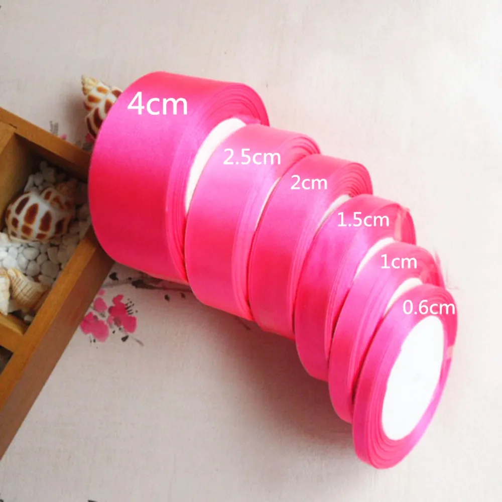 25 ярдов темно розовая шелковая атласная лента украшение для свадебной вечеринки