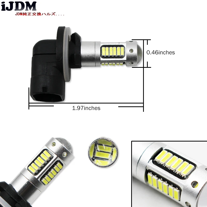 IJDM Высокая мощность 6500K белый 30-SMD 4014 881 889 H27 светодиодный Сменные лампы для автомобильных противотуманных фар, ca DRL лампы, 12V автомобильный светодиодный, желтый/красный