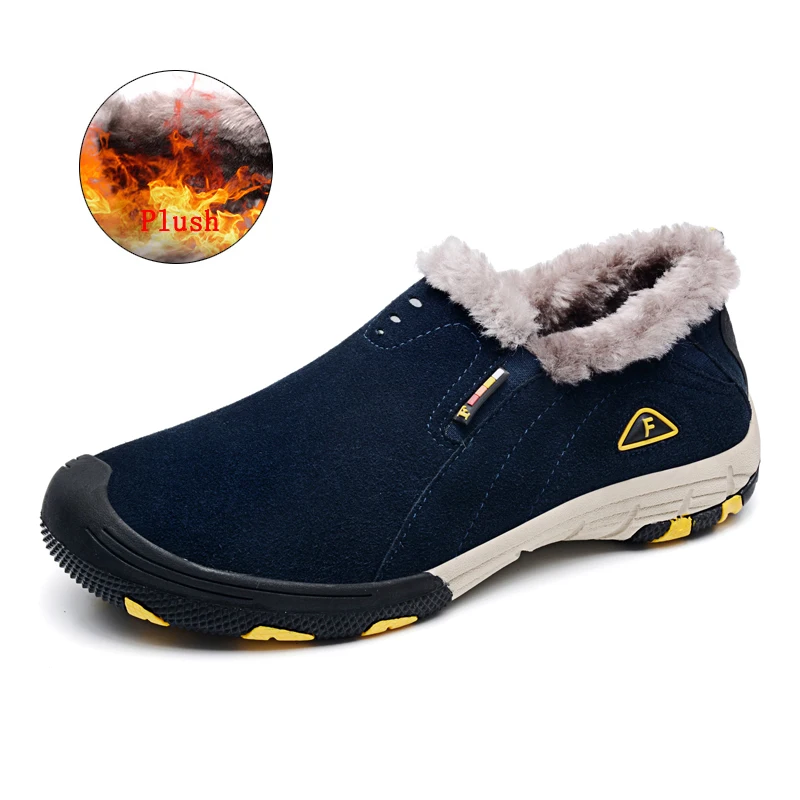 S1533 Dark blue SUROM/Мужская зимняя повседневная обувь из натуральной кожи; теплые непромокаемые туфли из дышащего плюша; Мужская Уличная теплая обувь; zapatos de hombre - Цвет: S1533 Dark blue