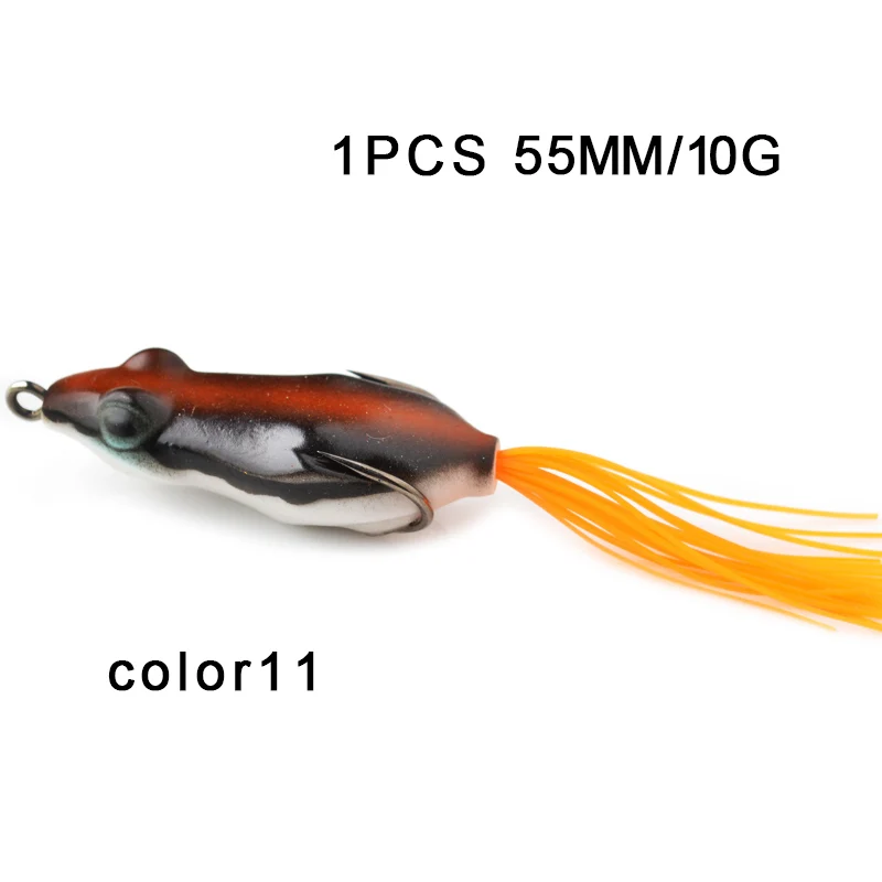 color11 TOMA 1 шт., лягушка против насекомых для рыбалки, приманка Snakehead 55 мм 60 мм, пластиковая искусственная Мягкая приманка, лягушка, приманка-топвотер, рыболовные снасти - Цвет: color11