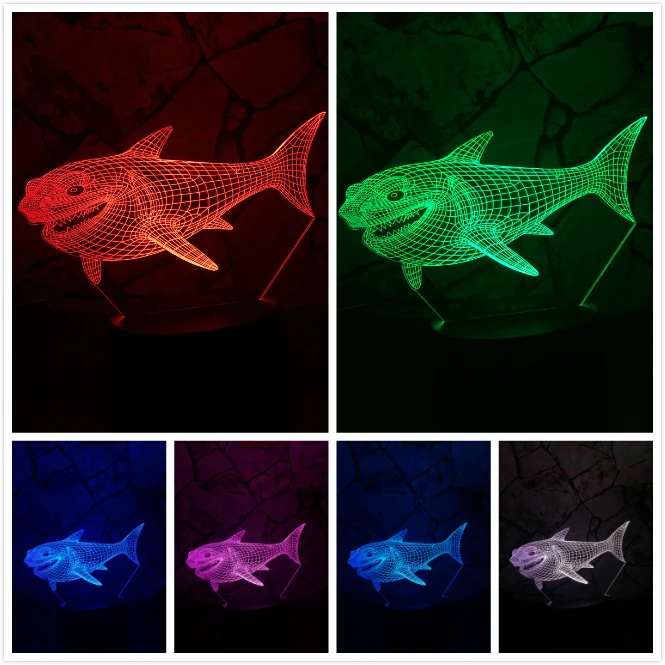 Морские животные, 3D лампа, рыба, дельфин, Акула, визуальная иллюзия, многоцветный градиент, Ночной светильник, домашний декор, детские праздничные подарки, Luminaria