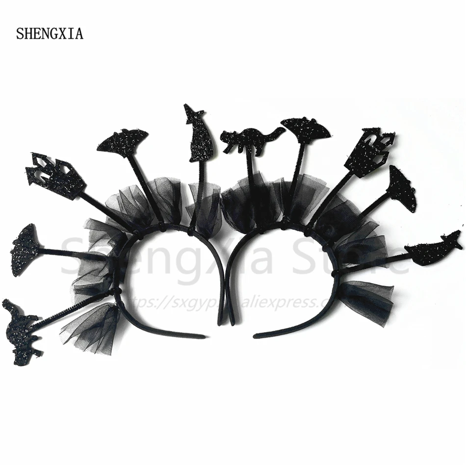 

Halloween Decoration Theme Headband Carnival Performance Black Gauze Hair Accessories Adult Children's Role Playing Headwear