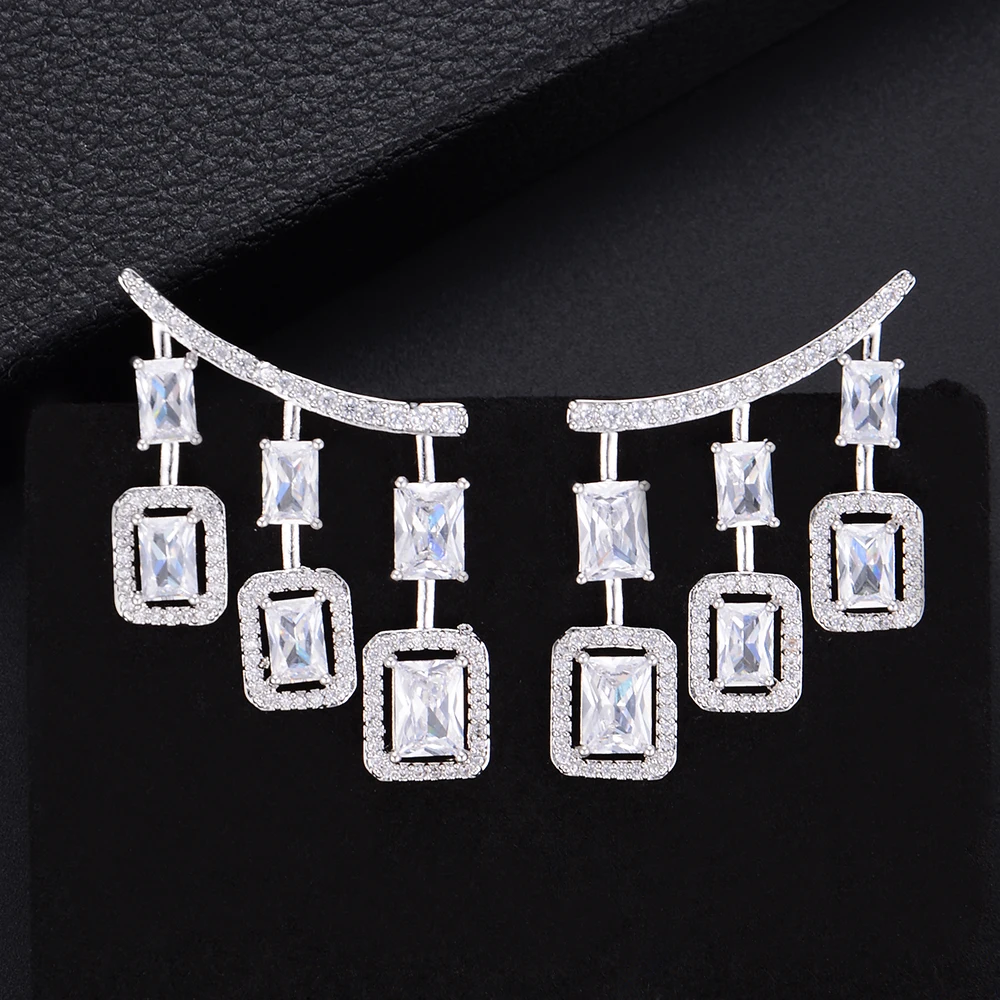 Женские Геометрические серьги Siscathy свадебные с полным покрытием из кубического