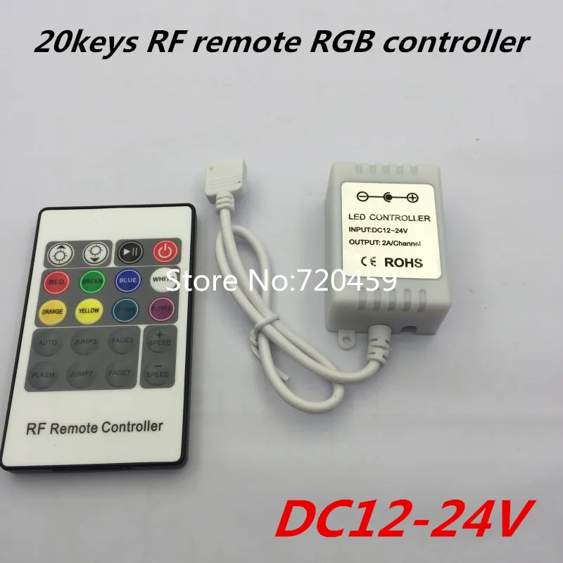 

DC12-24V 20 Keys Wireless RF Remote RGB controller LED Dimmer for LED Strip 5050 3528
