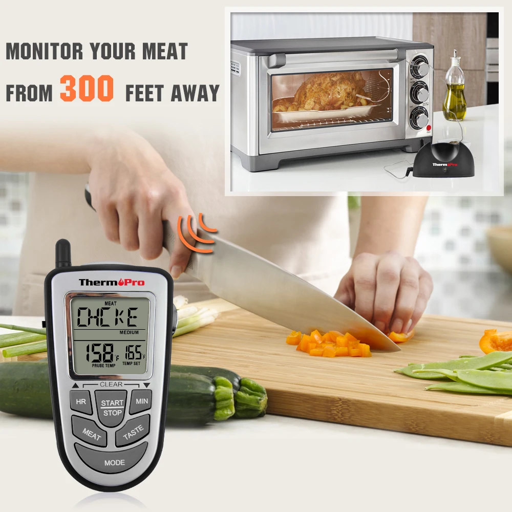 ThermoPro TP 09 300ft цифровой Пособия по кулинарии Беспроводной термометр барбекю для