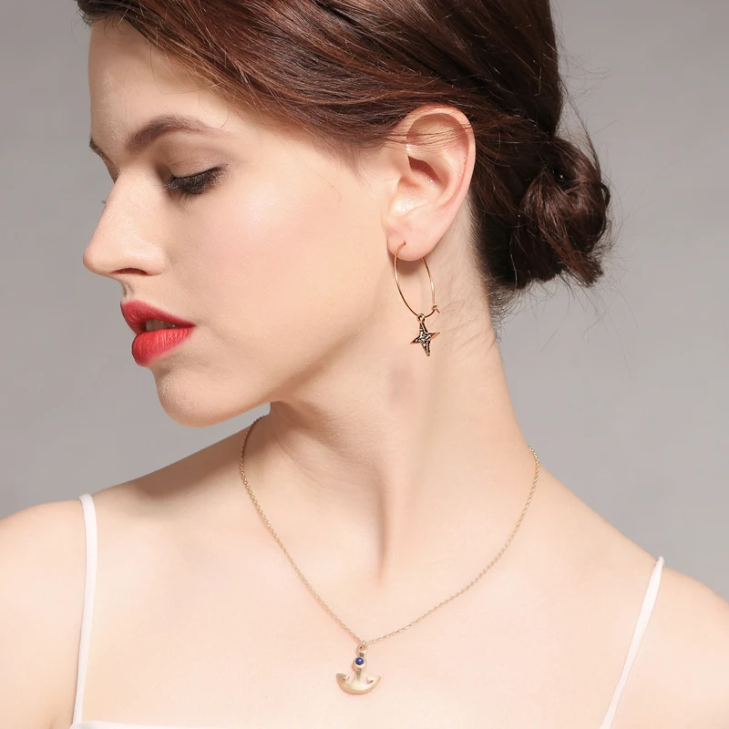 The Hottest More Choice Star Moon Semi-Round Annularity Drop Earrings Colours Rose Transparent Red Black Unique Custom Jewelry | Украшения