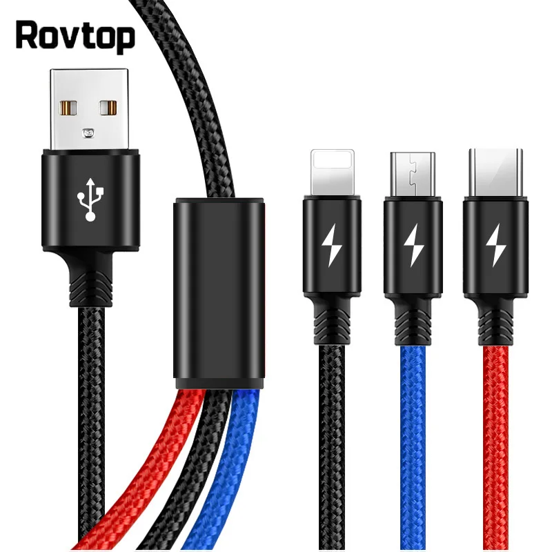 Rovtop 3 в 1 USB кабель с несколькими устройствами разъем для телефона зарядный шнур
