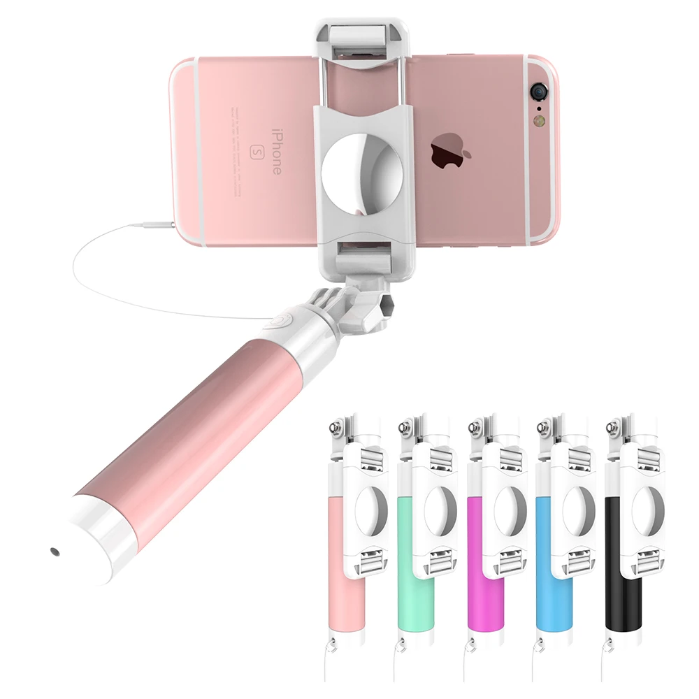FLOVEME Mini Macaron Extendable Selfie Stick 360 Degree Rotated Portable Self Monopod For iPhone Samsung Huawei Xiaomi Universal |