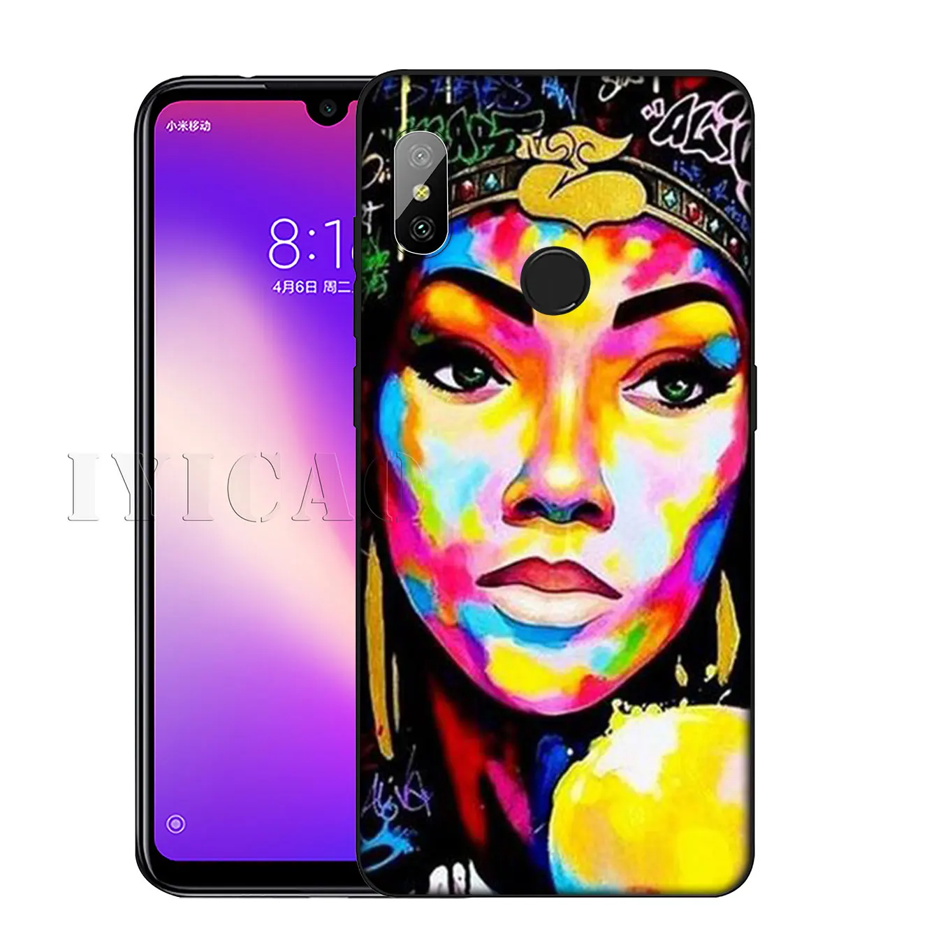 IYICAO African Girls Soft Silicone Phone Case for Xiaomi Redmi K30 K20 8A 7A 6A 5A S2 GO Note 8 8T 7 5 6 Pro Black TPU Cover |