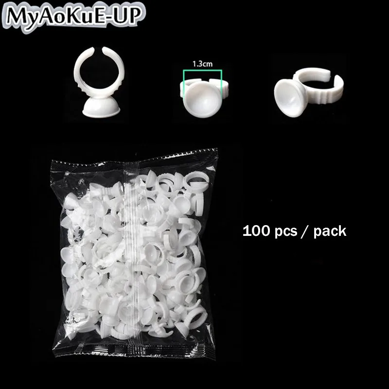 Disposable Glue Ring Cups Pigment Holder For Eyelashes Extension 100pcs Tattoo Adhesive Palette Container | Красота и здоровье